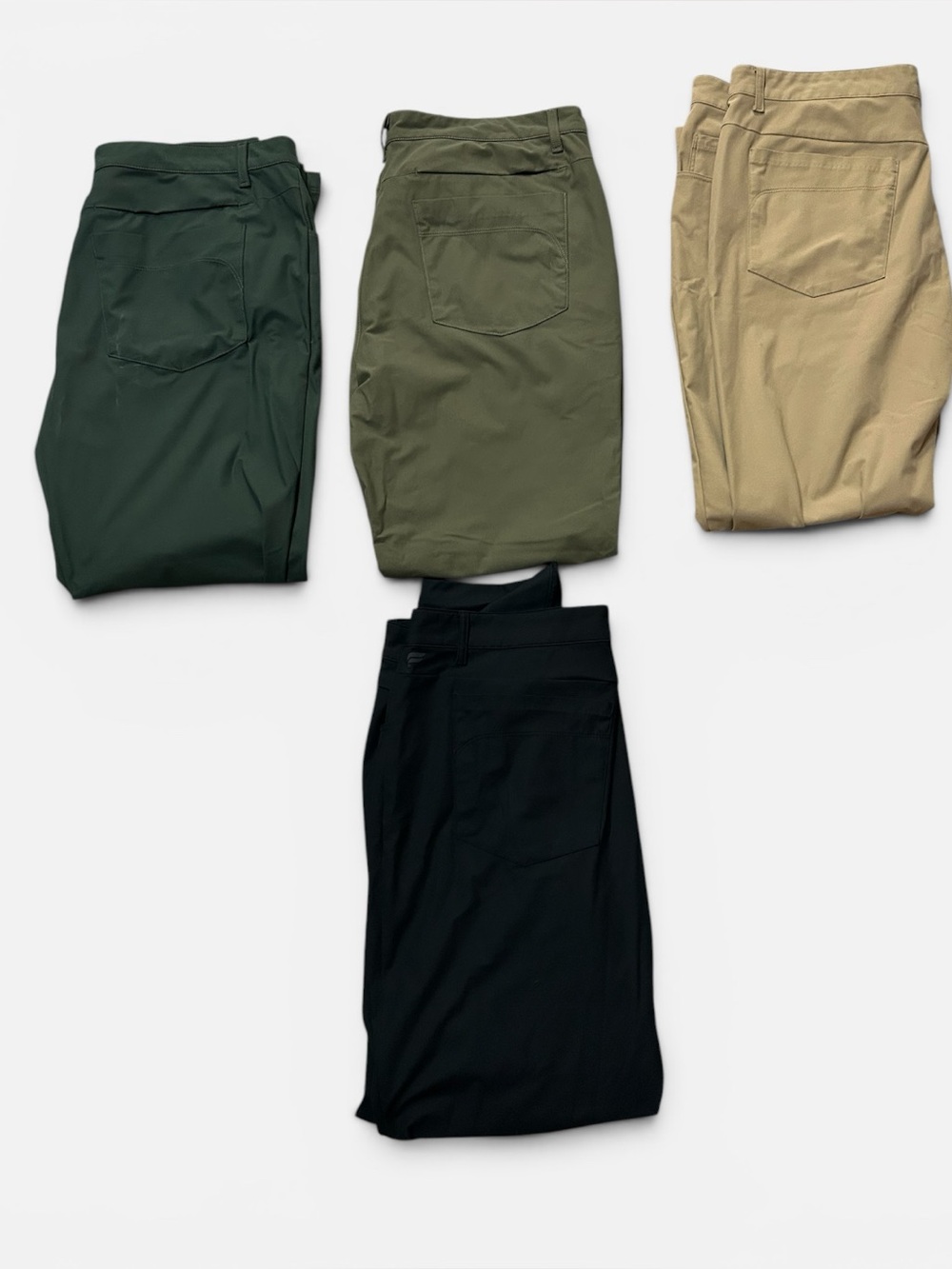 Lot Of 4 Fabletics Men The Don Pants Gray Green Khaki And Black Size 38”
